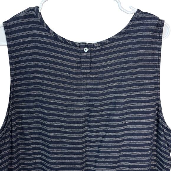 J.Jill Love Linen Dress Small Navy Striped Sleeveless Shift Minimalist Chic Lrg - Picture 5 of 8